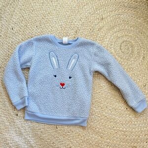 Baby gap 5T blue Sherpa bunny rabbit sweater crew neck girl boy